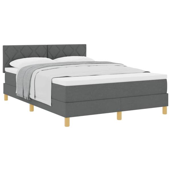 Boxspringbett mit Matratze Dunkelgrau 140x190 cm Stoff