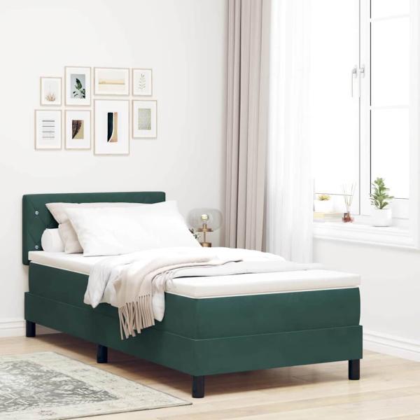ARDEBO.de - Boxspringbett mit Matratze Dunkelgrün Samt