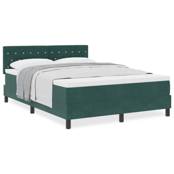Boxspringbett mit Matratze Dunkelgrün 140x190 cm Samt