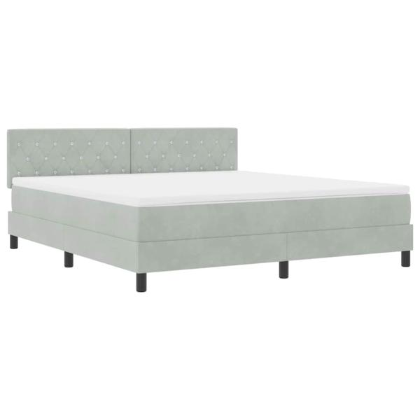 Boxspringbett mit Matratze Hellgrau Samt