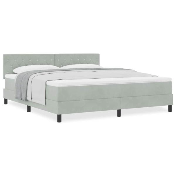 Boxspringbett mit Matratze Hellgrau Samt