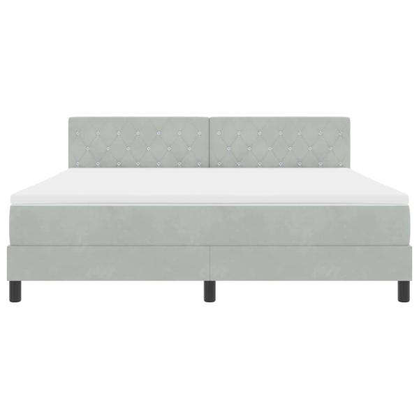 Boxspringbett mit Matratze Hellgrau Samt