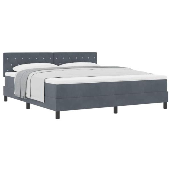Boxspringbett mit Matratze Dunkelgrau Samt