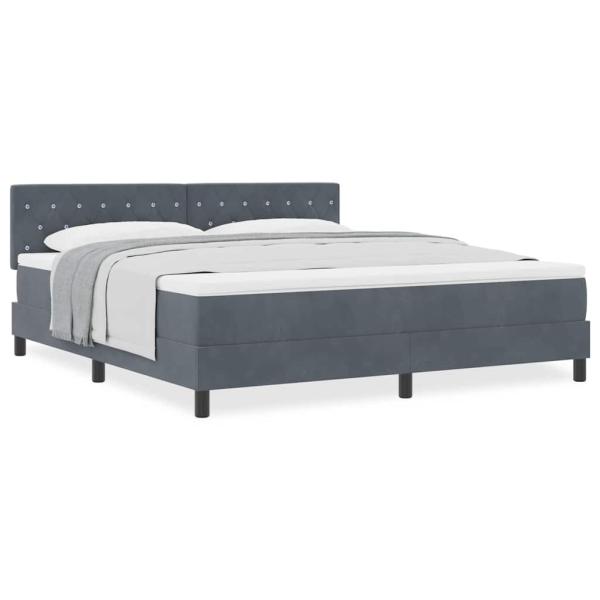 Boxspringbett mit Matratze Dunkelgrau Samt