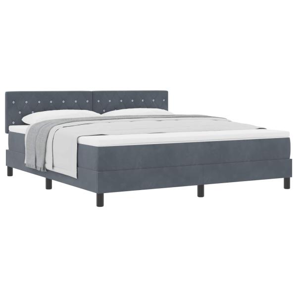 Boxspringbett mit Matratze Dunkelgrau Samt