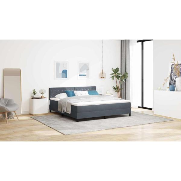 Boxspringbett mit Matratze Dunkelgrau Samt