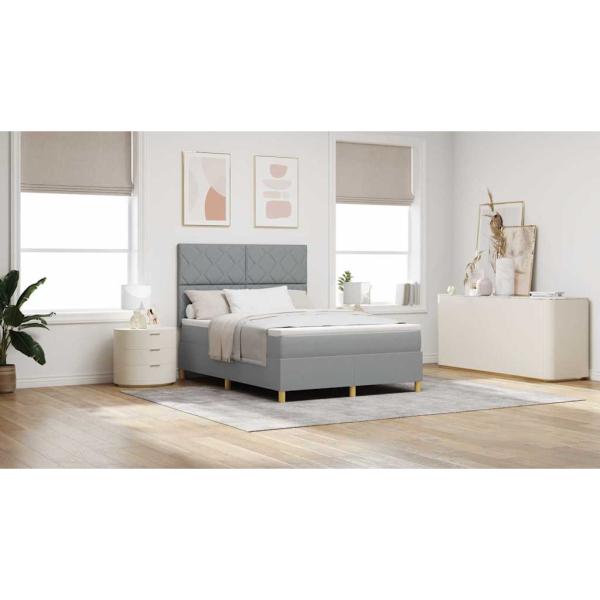 Boxspringbett mit Matratze Hellgrau 160x200 cm Stoff