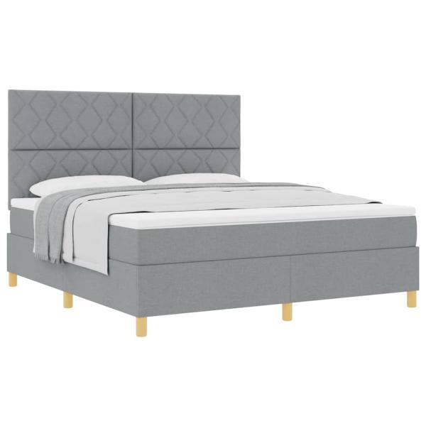 Boxspringbett mit Matratze Hellgrau Super King Stoff