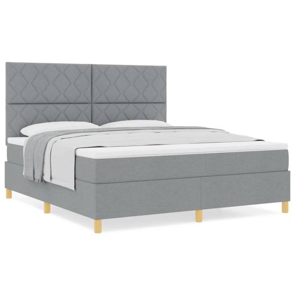 Boxspringbett mit Matratze Hellgrau Super King Stoff