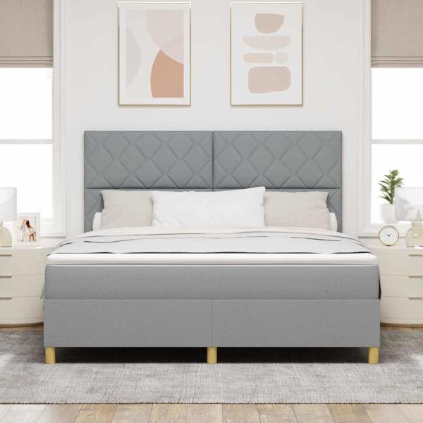 Boxspringbett mit Matratze Hellgrau Super King Stoff