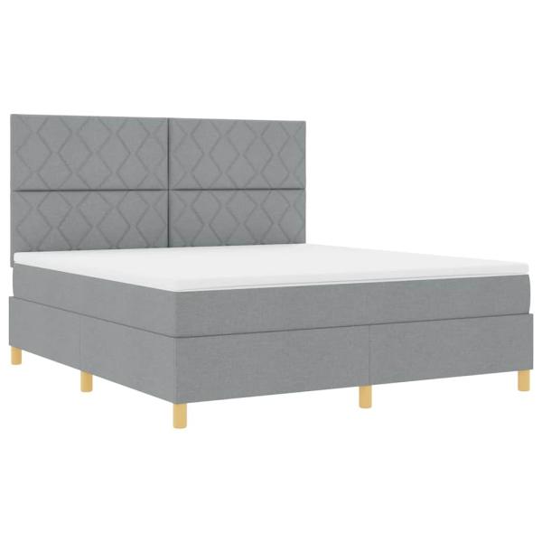 Boxspringbett mit Matratze Hellgrau Super King Stoff
