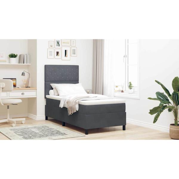 Boxspringbett mit Matratze Dunkelgrau 90x200 cm Samt