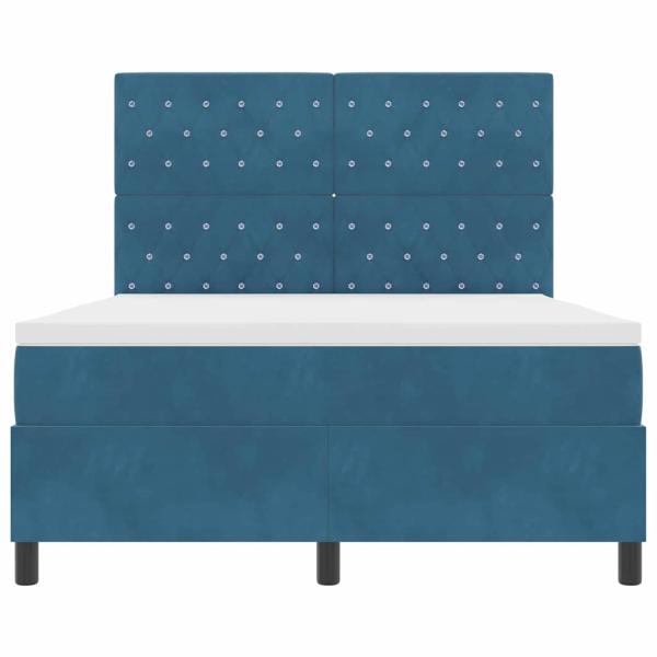 Boxspringbett mit Matratze Dunkelblau 140x190 cm Samt