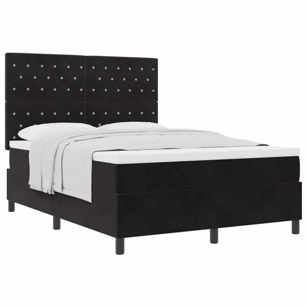 Boxspringbett mit Matratze Schwarz 160x200 cm Samt