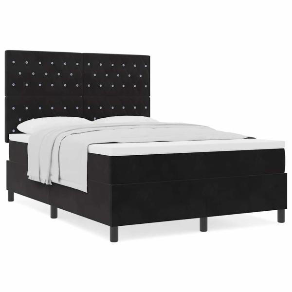Boxspringbett mit Matratze Schwarz 160x200 cm Samt