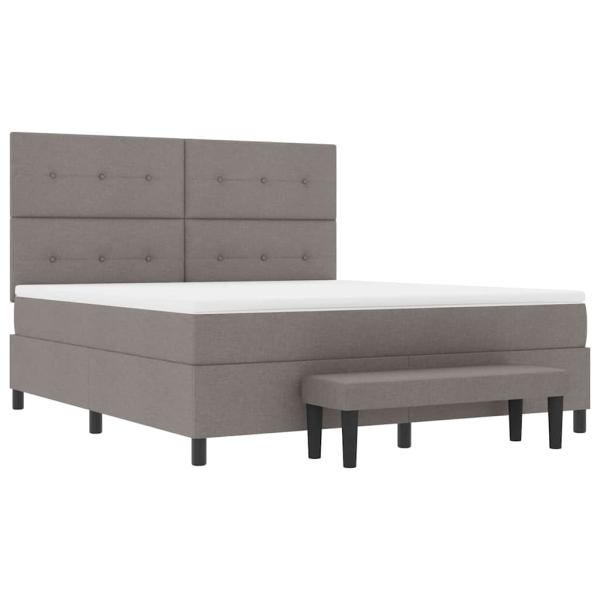 Boxspringbett mit Matratze & Bank Taupe 180x200 cm Stoff