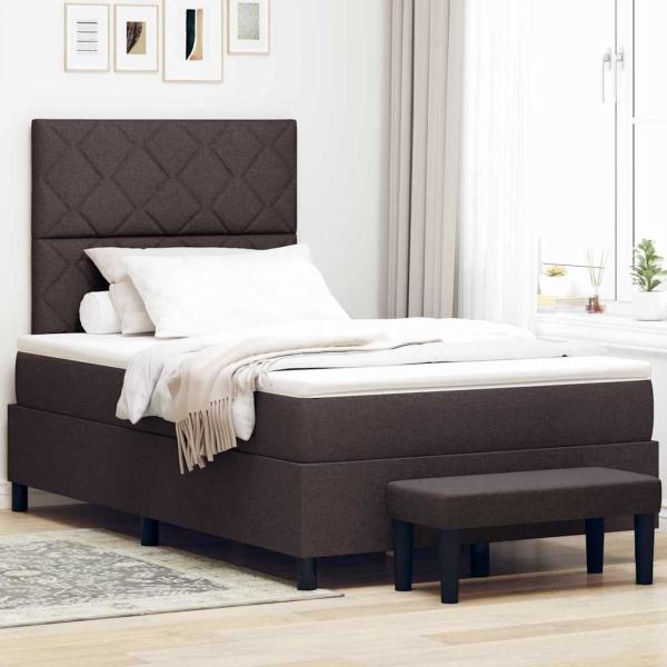 ARDEBO.de - Boxspringbett mit Matratze & Bank Dunkelbraun 120x200 cm Stoff