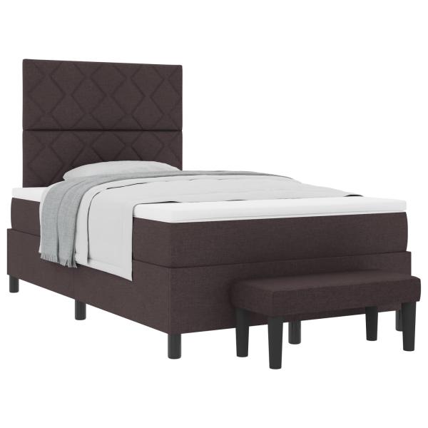 Boxspringbett mit Matratze & Bank Dunkelbraun 120x200 cm Stoff