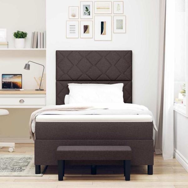 Boxspringbett mit Matratze & Bank Dunkelbraun 120x200 cm Stoff