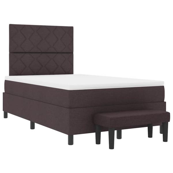 Boxspringbett mit Matratze & Bank Dunkelbraun 120x200 cm Stoff