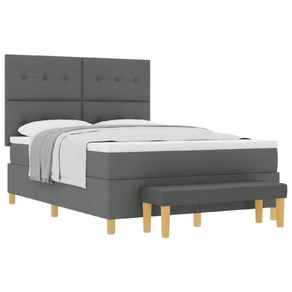 Boxspringbett mit Matratze und Bank Dunkelgrau 160x200 cm Stoff