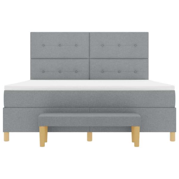 Boxspringbett mit Matratze & Bank Hellgrau 180x200 cm Stoff