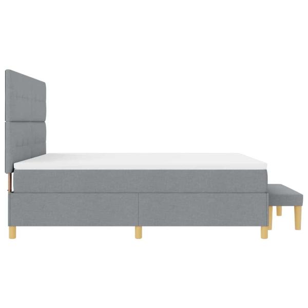 Boxspringbett mit Matratze & Bank Hellgrau 180x200 cm Stoff