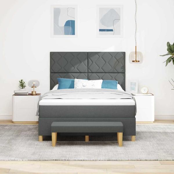 Boxspringbett mit Matratze & Bank Dunkelgrau 160x200 cm Stoff