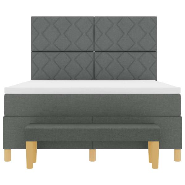 Boxspringbett mit Matratze & Bank Dunkelgrau 160x200 cm Stoff