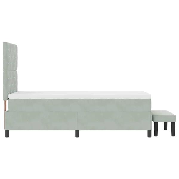 Boxspringbett mit Matratze und Bank Hellgrau 90x190 cm Samt