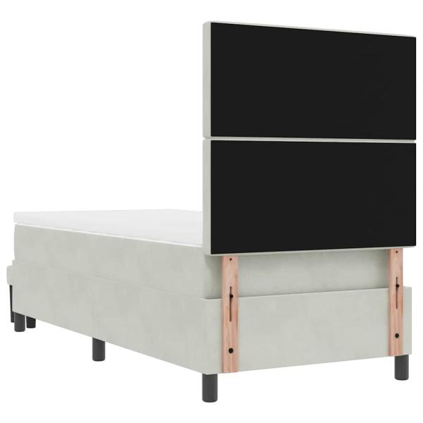 Boxspringbett mit Matratze und Bank Hellgrau 90x190 cm Samt