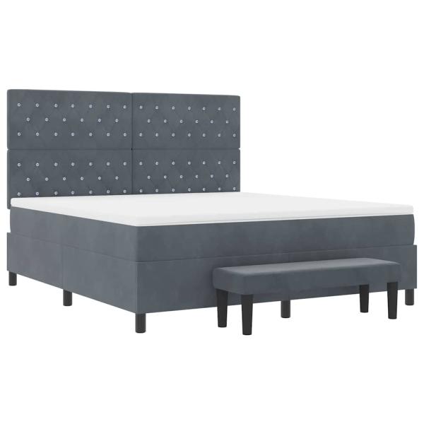 Boxspringbett mit Matratze & Bank Dunkelgrau 180x200 cm Samt