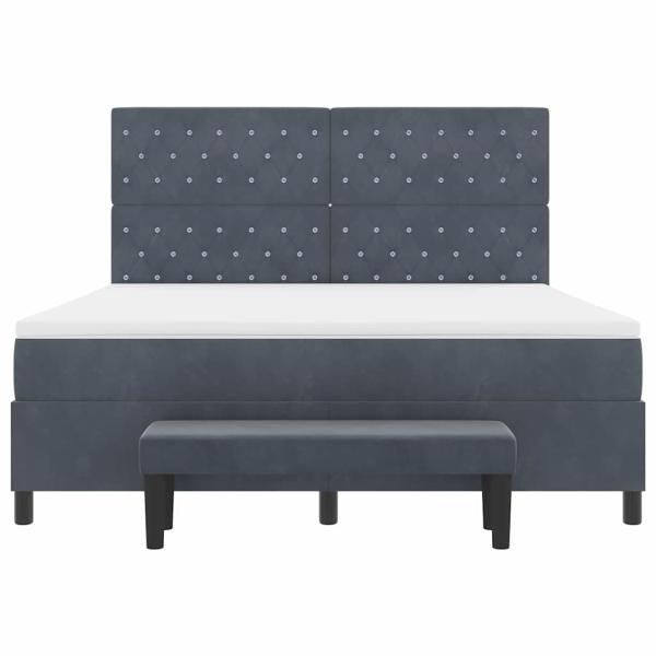 Boxspringbett mit Matratze & Bank Dunkelgrau 180x200 cm Samt