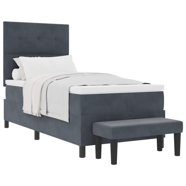 Boxspringbett mit Kopfteil Dunkelgrau 190 x 90 cm Samt