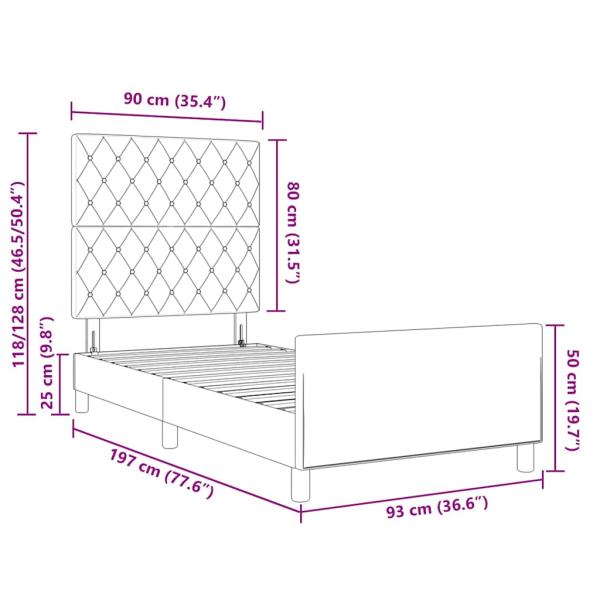 Bettgestell Hellgrau 90x190 cm Samt