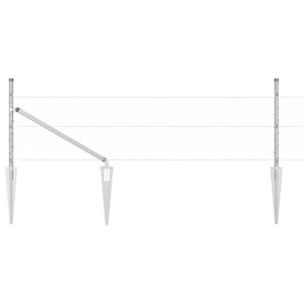 Sechseckzaun 0.8x50 m Feuerverzinkter Stahl, Zaunpfähle mit Spike 13 Stück Ø32 mm 100 cm Feuerverzinkter Stahl