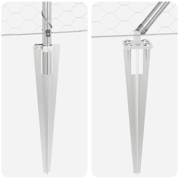 Sechseckzaun 0.8x50 m Feuerverzinkter Stahl, Zaunpfähle mit Spike 13 Stück Ø32 mm 100 cm Feuerverzinkter Stahl