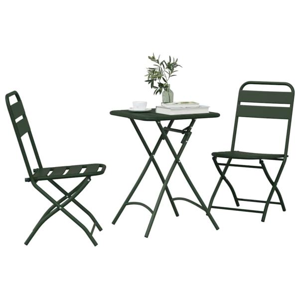ARDEBO.de - 3-tlg. Bistro-Set Klappbar Dunkelgrün Stahl