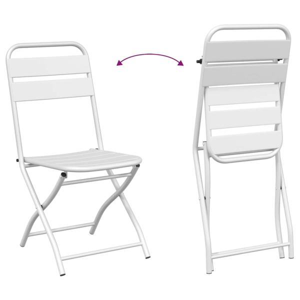 3-tlg. Bistro-Set Klappbar Weiß Stahl