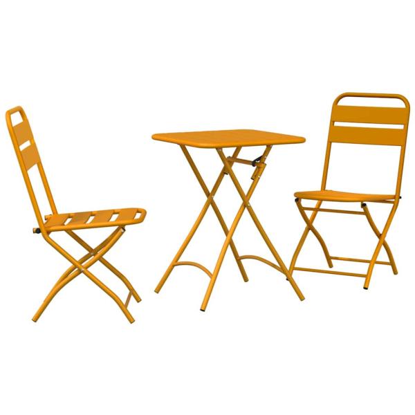 3-tlg. Bistro-Set Klappbar Senfgelb Stahl