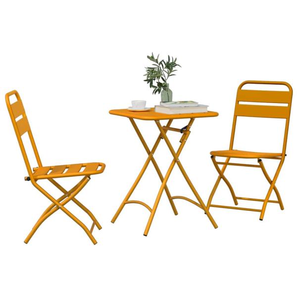 3-tlg. Bistro-Set Klappbar Senfgelb Stahl