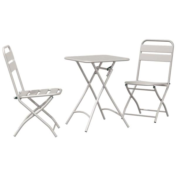 3-tlg. Bistro-Set Klappbar Beige Stahl