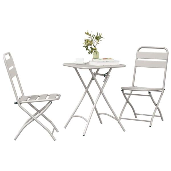 3-tlg. Bistro-Set Klappbar Beige Stahl
