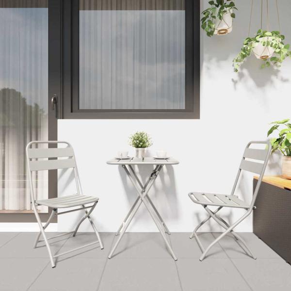 3-tlg. Bistro-Set Klappbar Beige Stahl