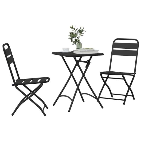 3-tlg. Bistro-Set Klappbar Anthrazit Stahl