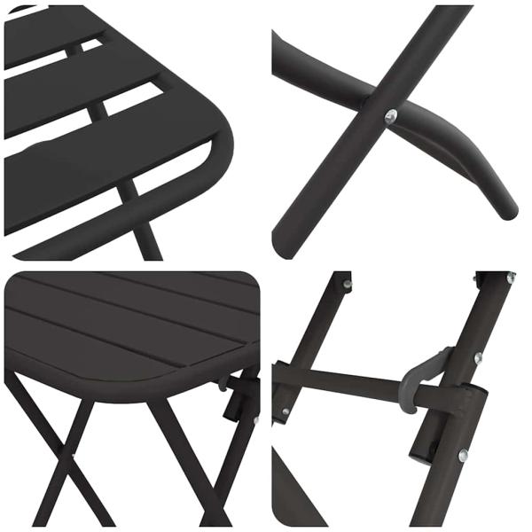 3-tlg. Bistro-Set Klappbar Anthrazit Stahl