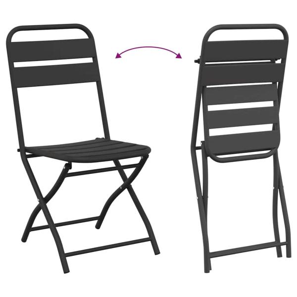 3-tlg. Bistro-Set Klappbar Anthrazit Stahl