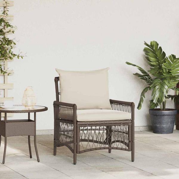 ARDEBO.de - Gartenstuhl mit Kissen Braun 60x70x78 cm Poly Rattan