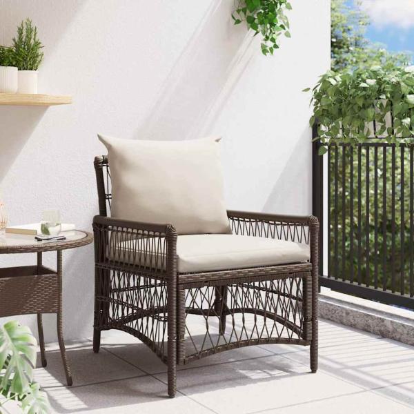 Gartenstuhl mit Kissen Braun 60x70x78 cm Poly Rattan