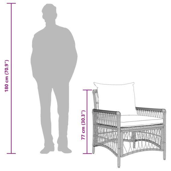 Gartenstuhl mit Kissen Braun 60x70x78 cm Poly Rattan